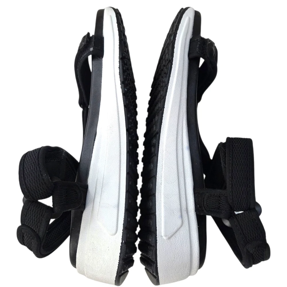 Esprit Y2K Sporty Platform Sandals Womens 9 Black White Ankle Strap Open Toe